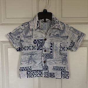 Kids Blue and White Button Down Shirt